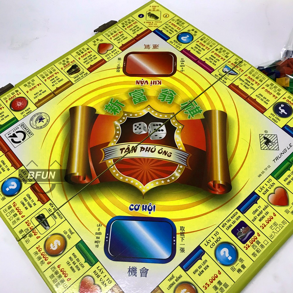 Cờ Tỷ Phú Việt Nam Cao Cấp Sato, Liên Hiệp Thành, Monopoly - Bàn Cờ Tỉ Phú NHỰA và Giấy Boardgame Sài Gòn - Đồ Chơi BFUN