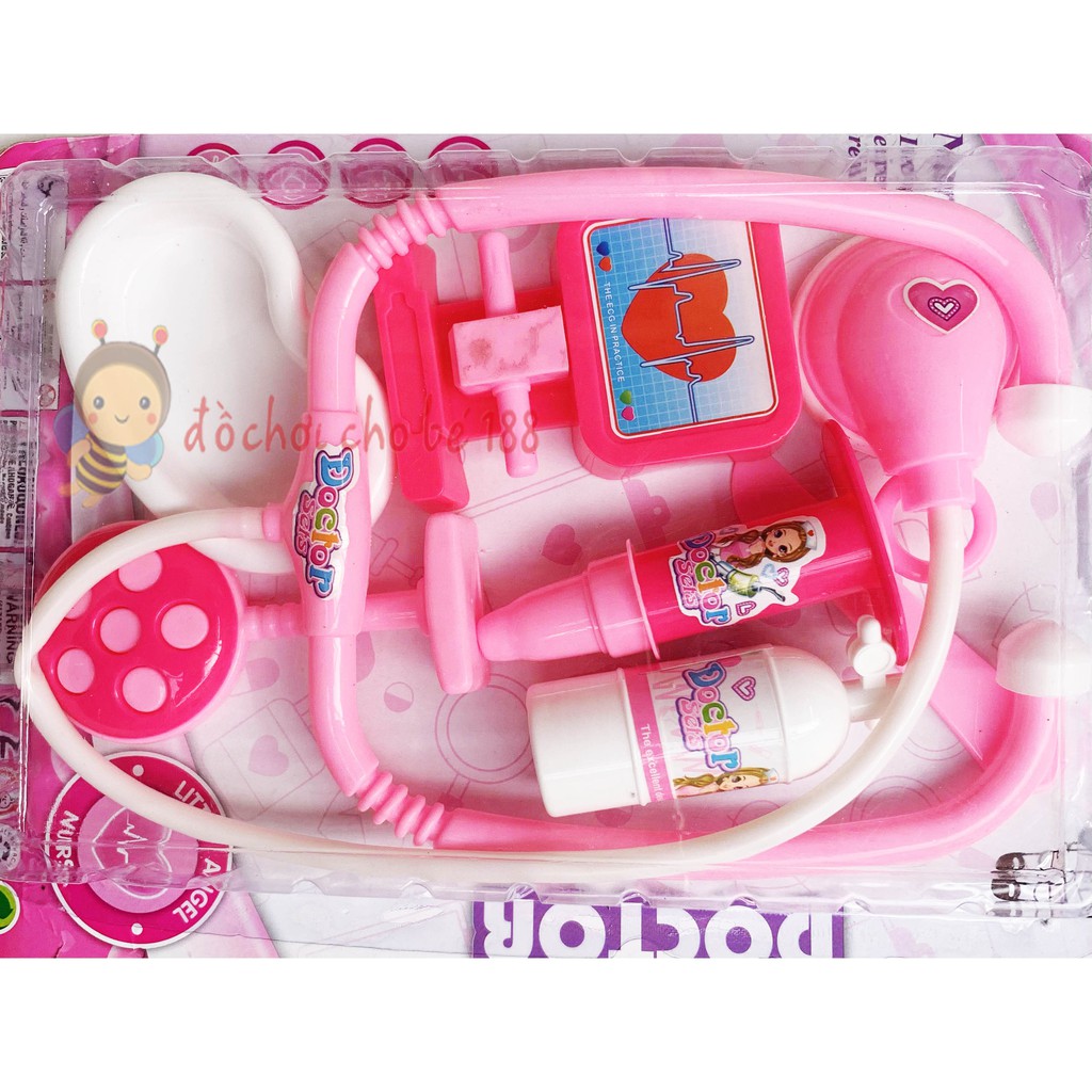 Vỉ đồ chơi bác sĩ có tai nghe mẫu mới cho bé thích học làm bác sĩ, y tá (màu xanh cho bé trai và hồng cho bé gái)