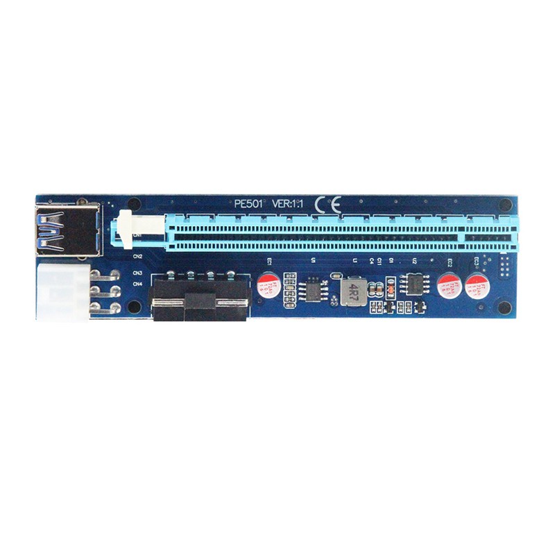 Cáp Chuyển Đổi Pci-E Riser Card Pci Express 1x Sang 16x 30cm Usb 3.0 Sata Sang 4pin + 6pin Cho Máy Đào Bitcoin