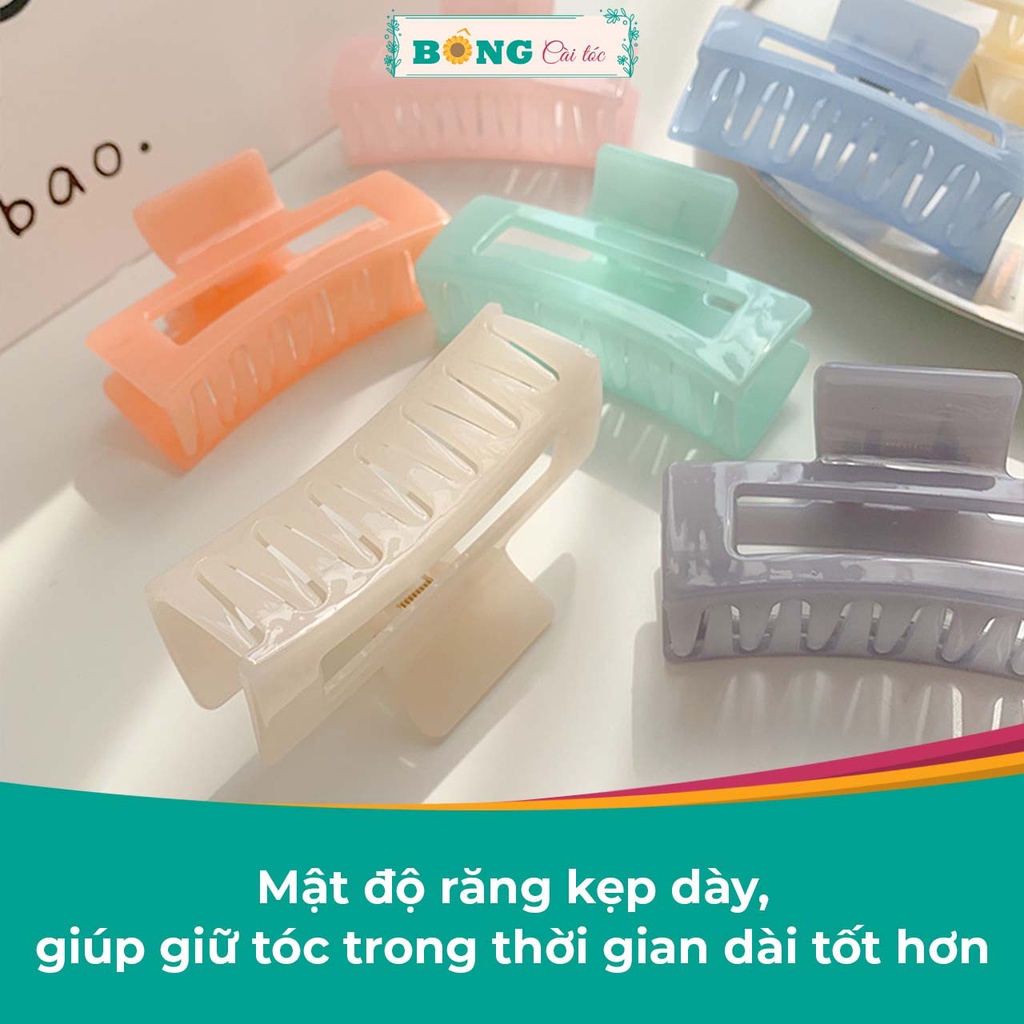 Kẹp càng cua chất liệu nhựa hình chữ nhật nhiều màu clear phong cách Hàn Quốc KN70 - kẹp tóc BÔNG Cài Tóc