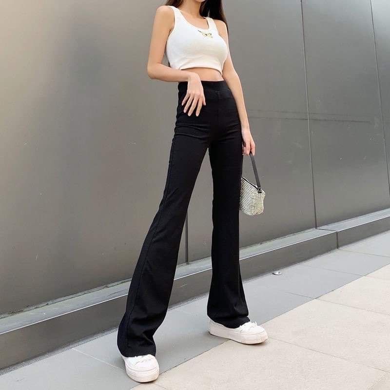 Quần Ống Loe Nữ Cạp Cao Dáng Dài, Quần Legging Nữ Ôm Ống Loe Nên From Xinh Tôn Dáng - QN004