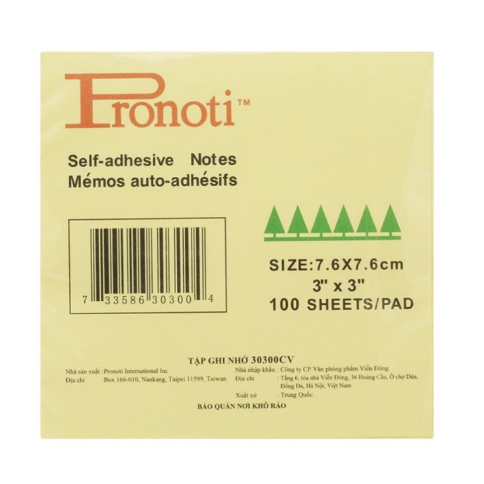 Giấy note vàng Pronoti 3X3 - Giấy note văn phòng phẩm chính hãng Pronoti