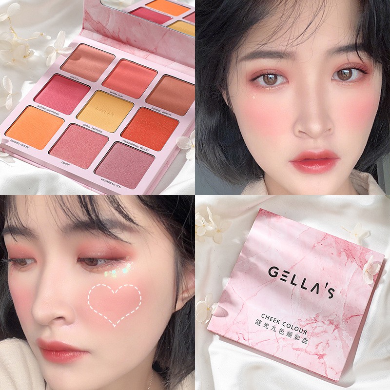 GELLA'S - Bảng phấn má hồng đào lì có bắt sáng Cheek Color gellas bảng phấn mắt GELLAS