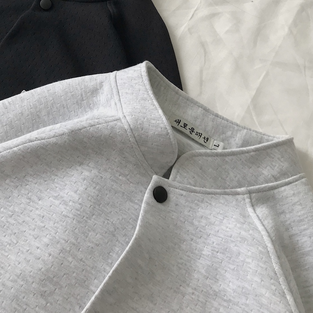 Áo Khoác Bomber Nữ MOOD JEM CLOSET  Form Rộng Thiết Kế Basic 2 Màu Xám Đen Phong Cách Hàn Quốc MOOD 10333