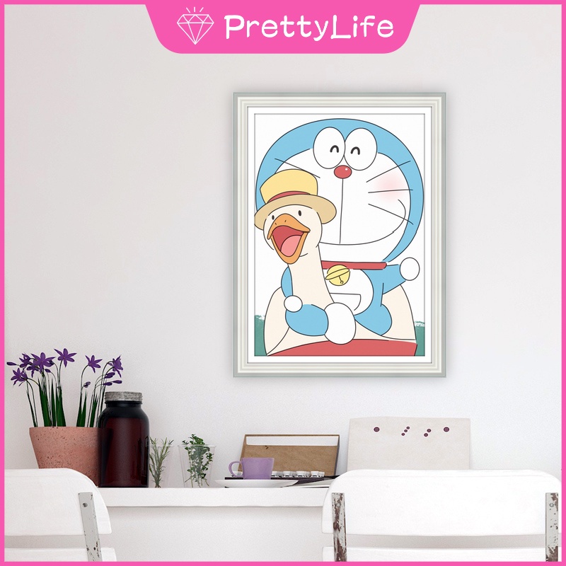 Bộ tranh đính đá 5D họa tiết hoạt hình Doremon dễ thương độc đáo DIY 30x40cm/40x50cm