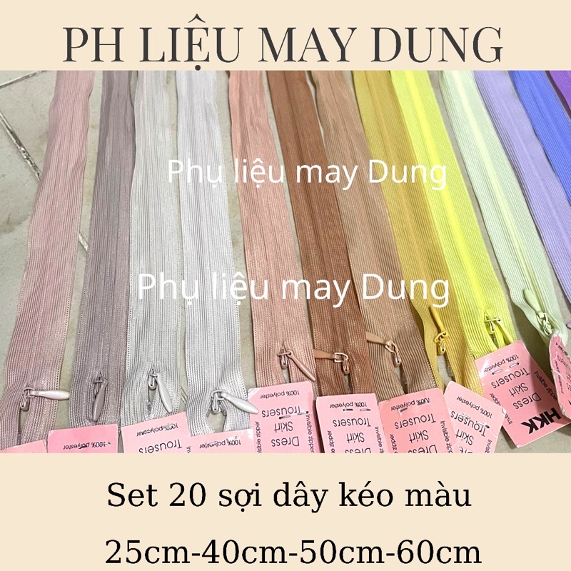 dây kéo giọt nước lố 20 sợi các màu pastel sáng