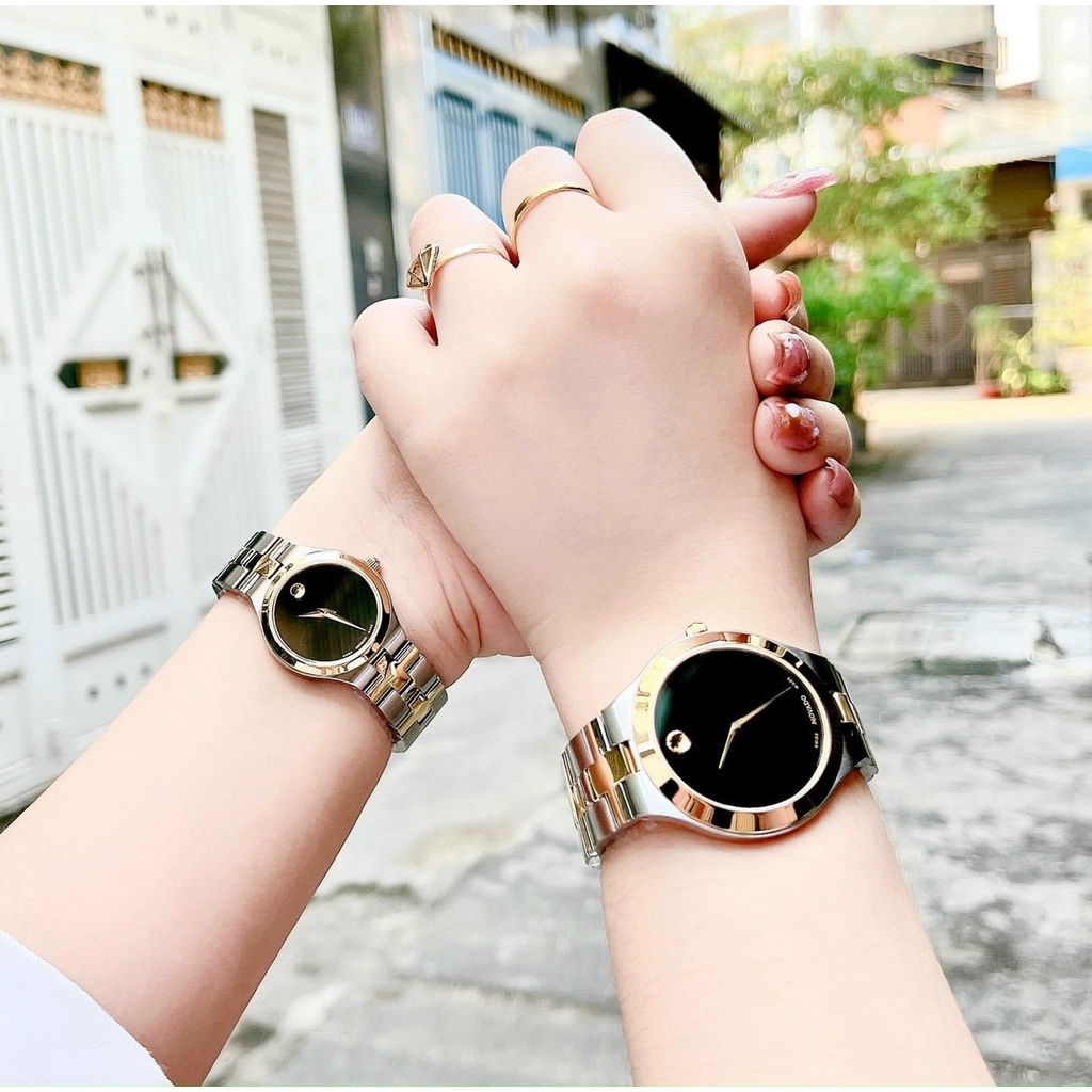 Đồng hồ đôi Movado Two Tone Gold 0607445 - 0607443 26/39mm mã vạch check code, tag giá đầy đủ