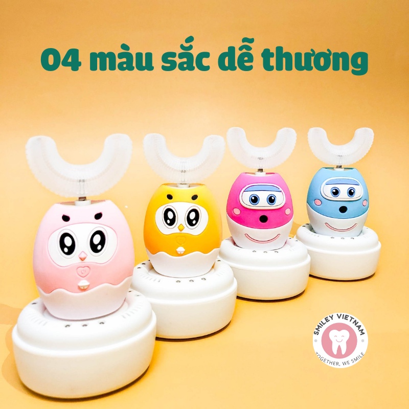 Bàn chải điện cho bé UNIBIRD đầu chữ U, Bàn chải điện trẻ em cho bé từ 2-9 tuổi - Giúp bé vệ sinh răng miệng hiệu quả