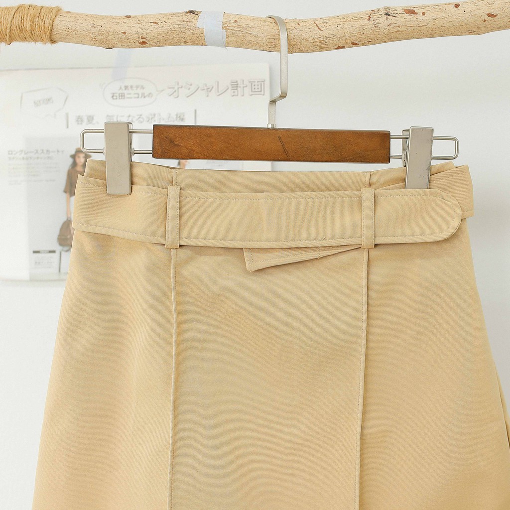 Chân Váy Chữ A MOMOCO Chất Vải Kaki Giữ Form Thiết Kế Đai To Xếp Ly Cá Tính - M1531