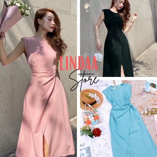 ĐẦM DỰ TIỆC MIDI XOẮN EO ĐẮP CHÉO TÀ HYESUN DRESS