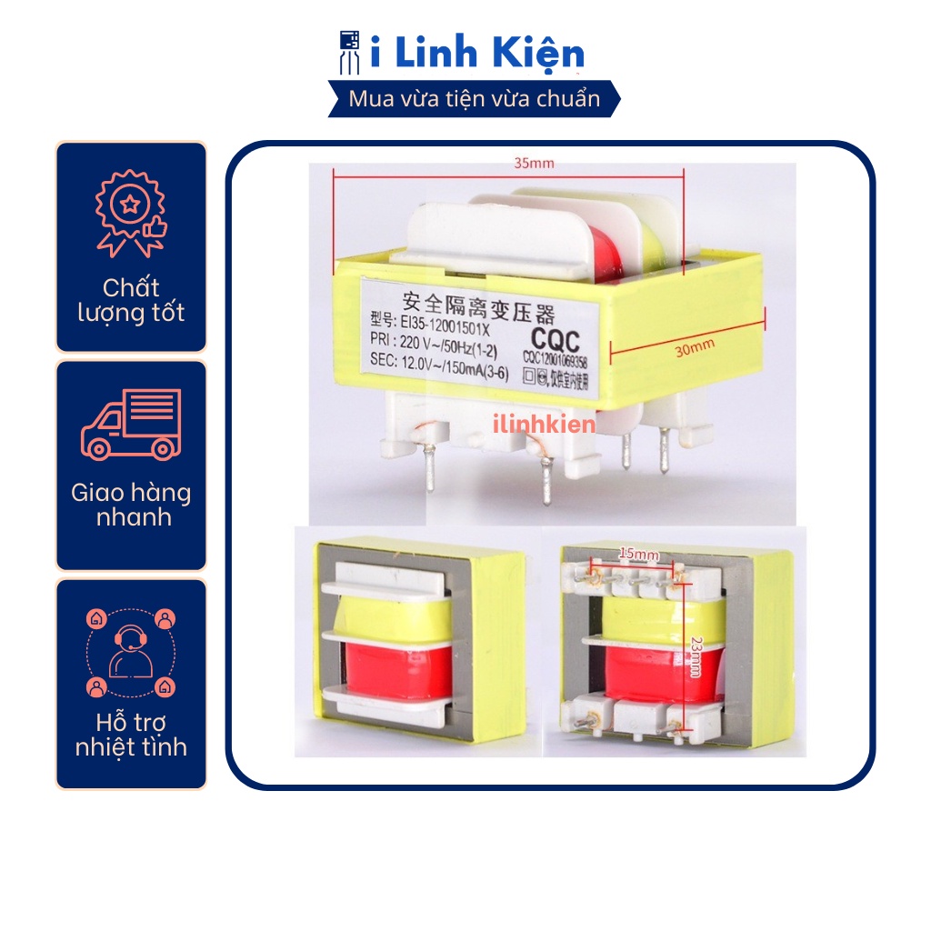 Biến áp nguồn hàn mạch 12V 150mA (biến áp PCB)
