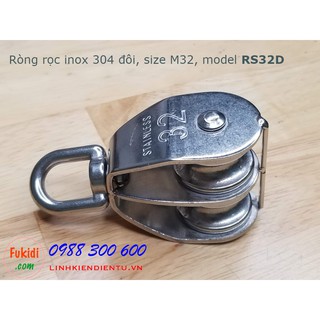 Ròng rọc đôi inox 304, kích thước M32, tải trọng 100kg model RS32D