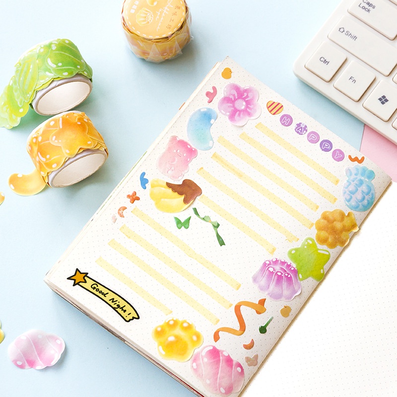 Bộ 100 Băng Dính Washi Màu Kẹo Ngọt Tươi Tắn