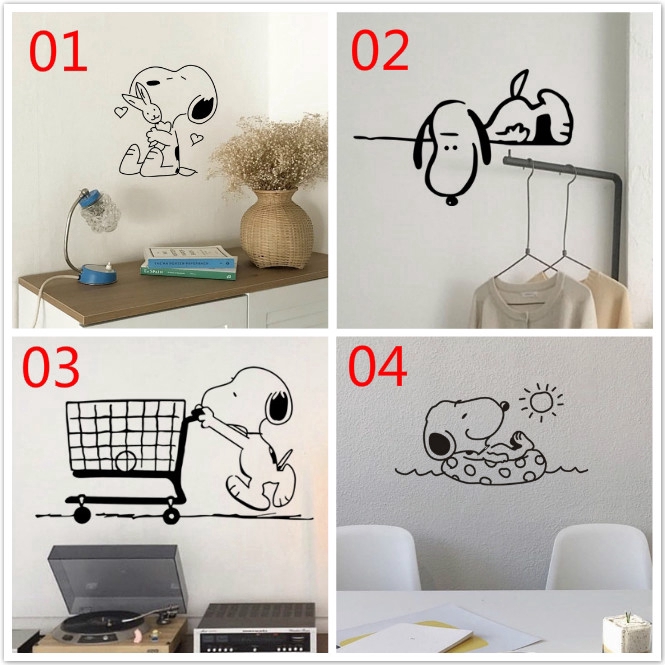 Miếng Dán Trang Trí Tường / Cửa Sổ Họa Tiết Hoạt Hình Snoopy Đáng Yêu