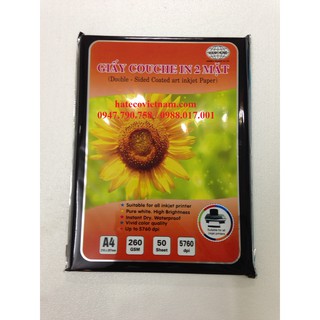 {SALE} Giấy Couche in ảnh 2 mặt bóng ĐL 260 Gsm Mạnh Hưng (50 tờ)