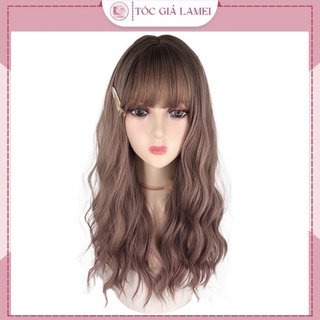 Tóc giả nữ nguyên đầu cao cấp xù omber hồng phong cách Hàn quốc hot trend 2021