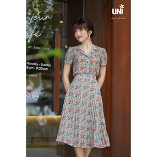 Chân Váy Xếp Ly UNIVTH Dài Hoa Tiết Hoa Nhí Sang Trọng 5CX264