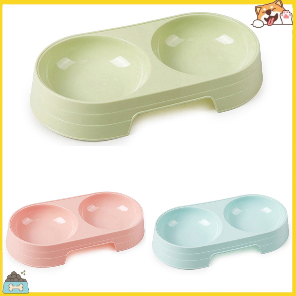 Khay đựng thức ăn 2 ngăn bằng nhựa cho thú cưng