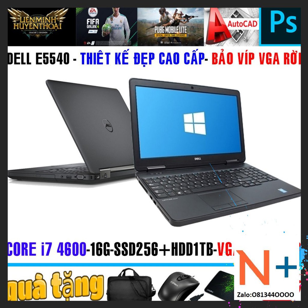 Laptop Dell Latitude E5540 core i7 4600u, ram 8g , vga 2g giá rẻ bh dài