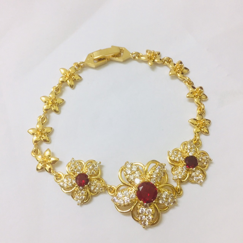 Lắc Tay Bản Hoa 5 Cánh Đính Đá 3 Màu L649, L900 Namoo Jewelry