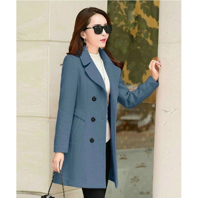 Hàng nhập - Áo khoác dạ nữ 6 nút cổ vest, áo blazer dạ lì trẻ trung sang trọng
