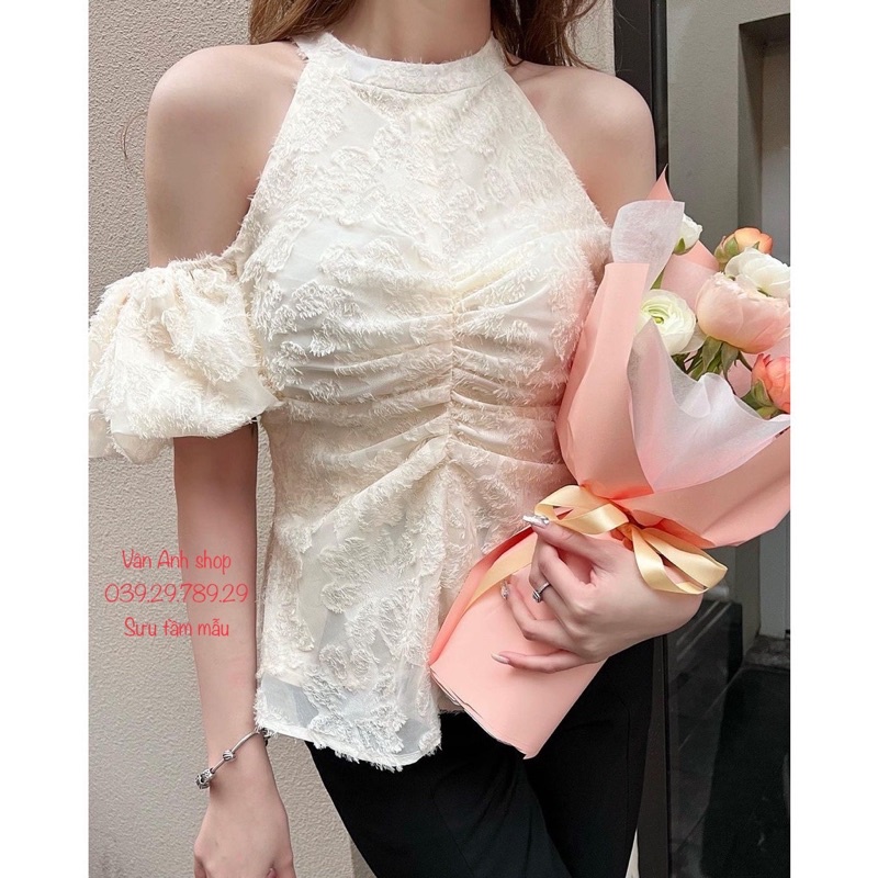 Vải organza Hoa xinh màu be