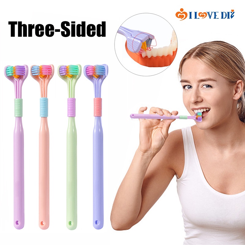 Bàn Chải Đánh Răng Bằng Silicon Lông Siêu Mềm Xoay 360 Độ Chăm Sóc Răng Miệng