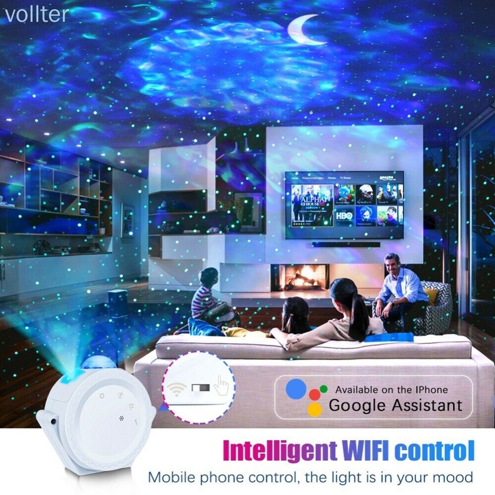 Đèn Chiếu Trần Phòng Ngủ Hình Bầu Trời Sao Màu Trắng Wifi Có Thể Điều Chỉnh