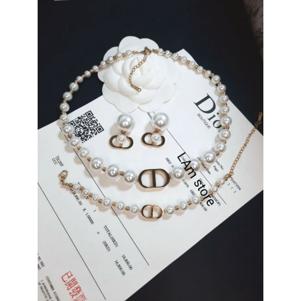 💥Siêu SaLe💥Set Dây chuyền,Vòng cổ ,khuyên tai ngọc C D TiTan không hoen gỉ -Hàng siêu cấp