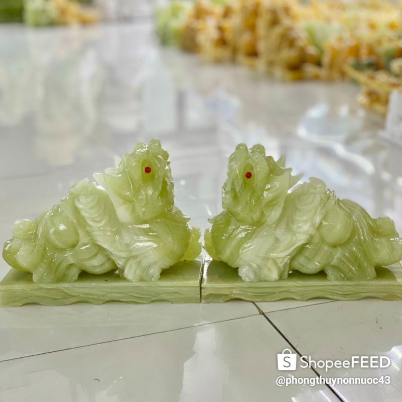 Cặp Tỳ Hưu Phong thủy Đá Ngọc Pakistan 10cm & 12cm & 15cm. Hợp mệnh Mộc, Hỏa