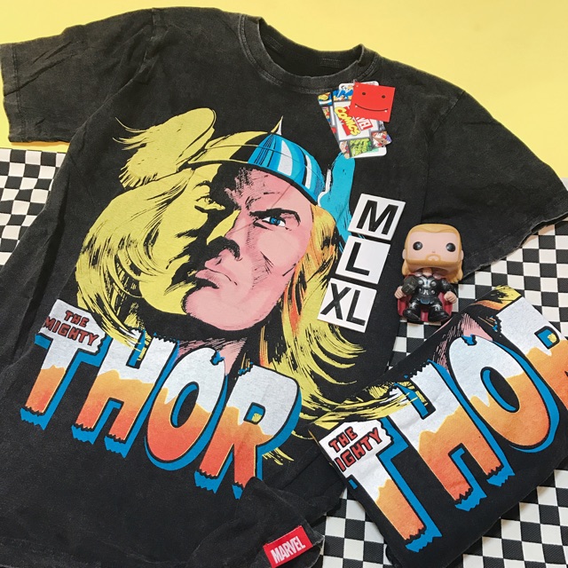 THOR MARVEL COMIC Full Face áo thun màu đen