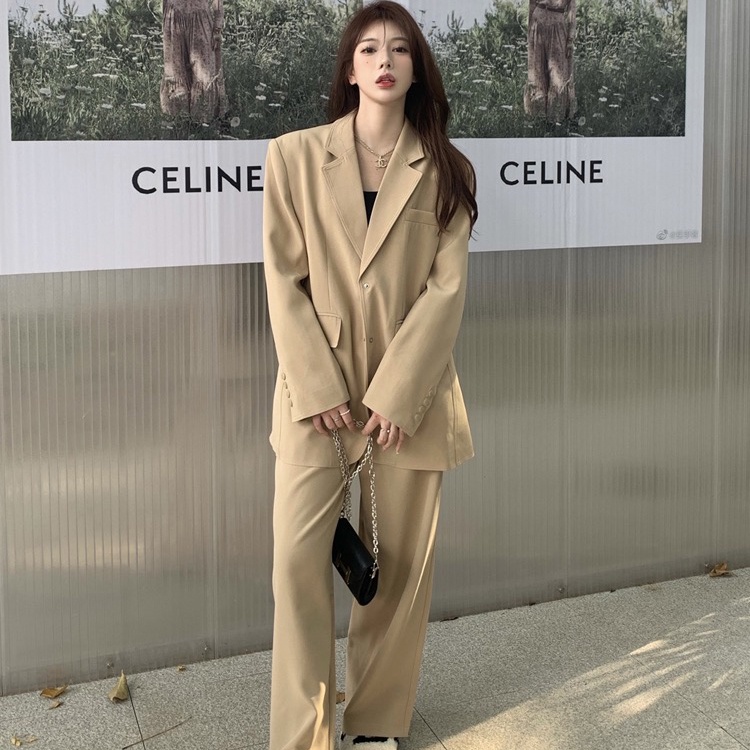 Set Áo Khoác Blazer + Quần Dài Thời Trang Mùa Thu Theo Phong Cách Hàn Quốc Dành Cho Nữ