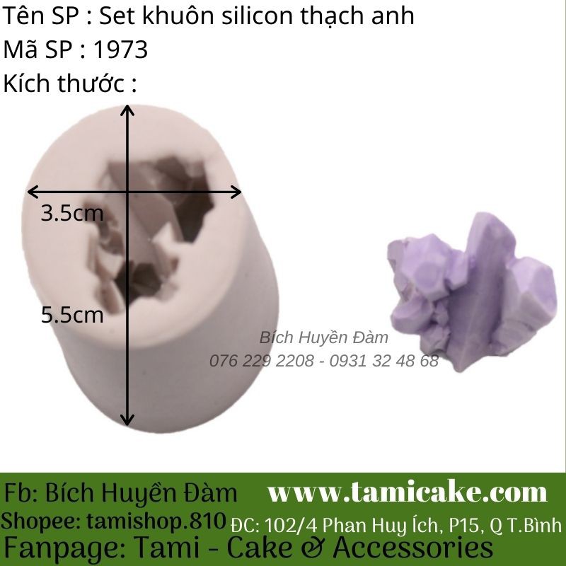 Set khuôn silicon rau câu 4D đá thạch anh 1973