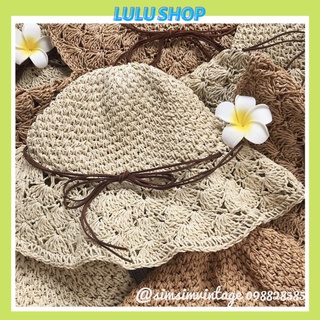 Mũ cói đi biển nơ tiểu thư - nón cói đi du lịch đi biển đẹp sang