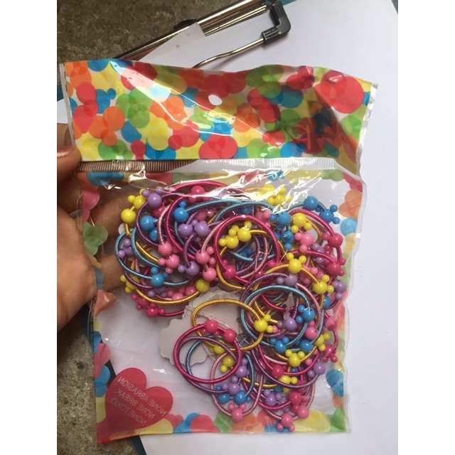 Túi 50 chun buộc tóc họa tiết cho bé