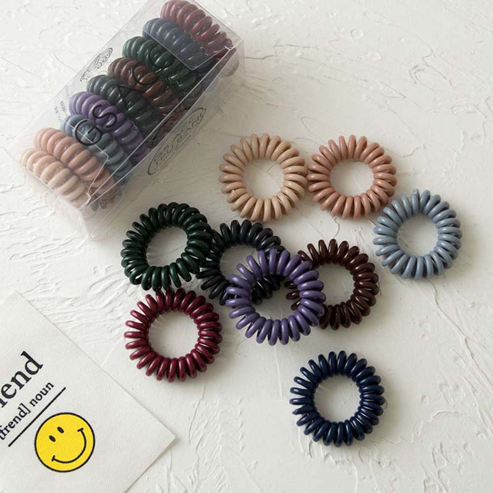 Set 9 Dây Cột Tóc Lò Xo Co Giãn Màu Sắc Ngọt Ngào Phong Cách Hàn Quốc Cho Nữ