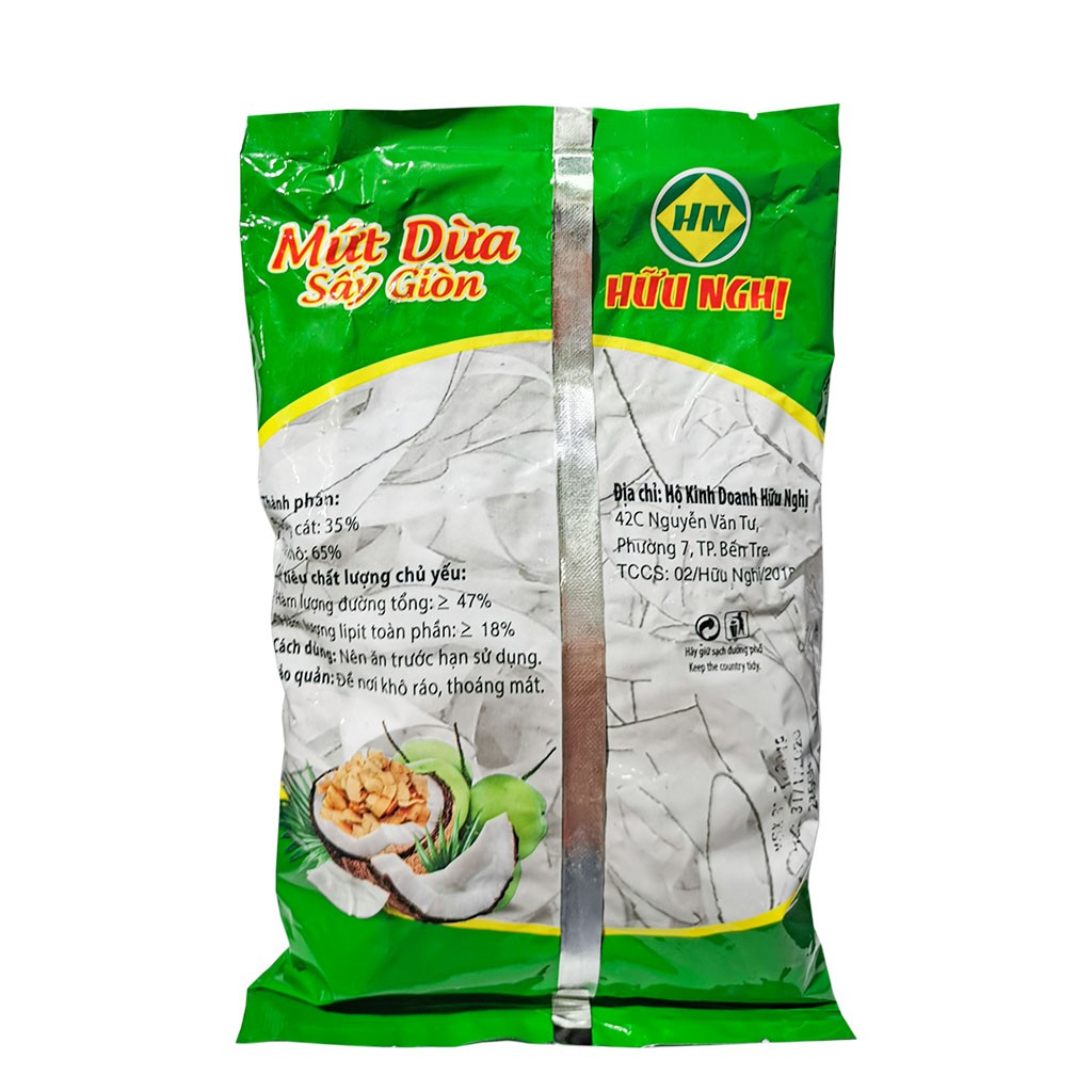 Mứt Dừa Sấy Giòn Hữu Nghị Gói 275g (Đặc sản bến tre)