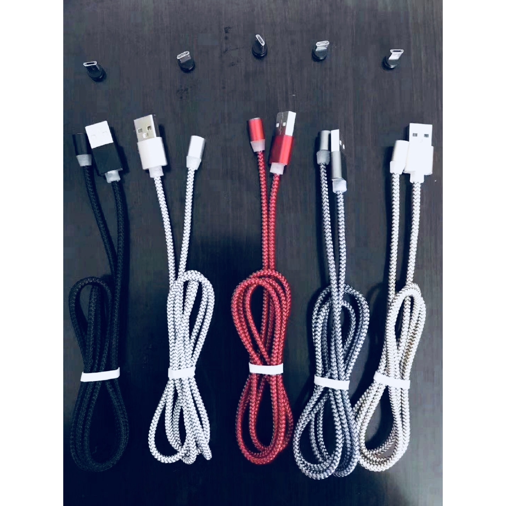 Cáp sạc nhanh Type C/IOS/Micro từ tính có thể xoay 360 độ tiện dụng có đèn led dài 1m 2.4A tiện dụng