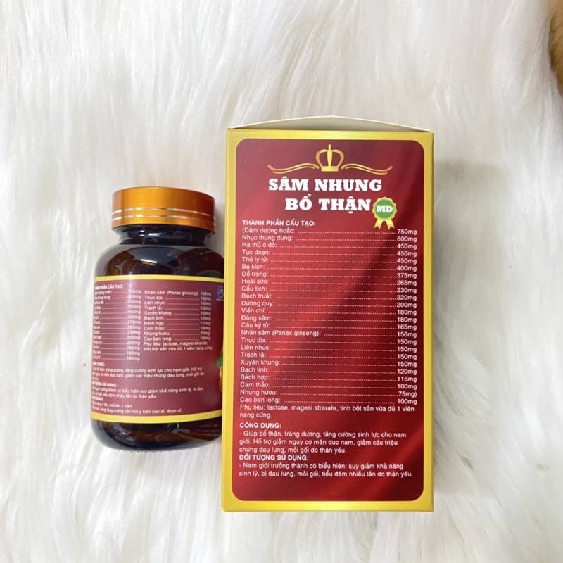 SÂM NHUNG BỔ THẬN hộp 30 viên - Bổ thận, tráng dương, tăng cường sinh lực cho nam giới, giảm các triệu chứng do thận yếu