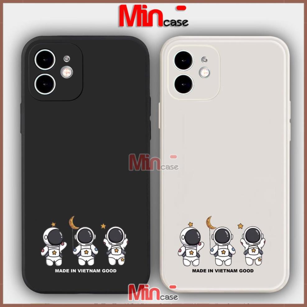 Ốp lưng iPhone Phi hành gia Cute cạnh viền vuông silicon mềm dẻo cho iphone 6/6s/7/8/X/XS/11/12/13 Pro Plus Max