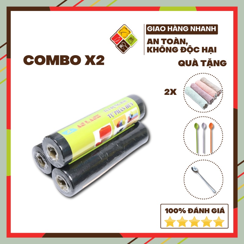 Combo 2 Túi rác tự phân hủy màu đen Behomemall túi đựng rác gia đình văn phòng tiện lợi