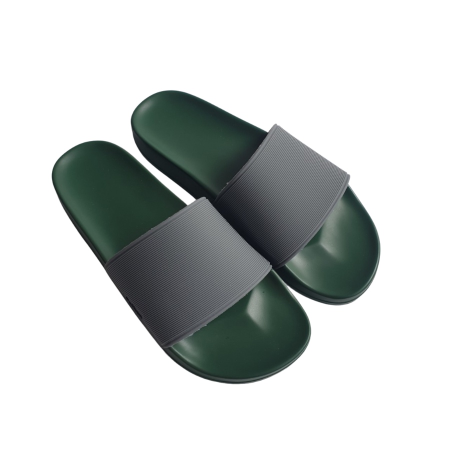 Dép nam nữ quai ngang slipper Pathon quai PVC và đế PU xanh quai xám Mẫu SD67