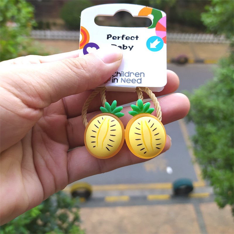 Set 2 Dây Cột Tóc Co Giãn Hình Trái Cây Dễ Thương Cho Bé Gái