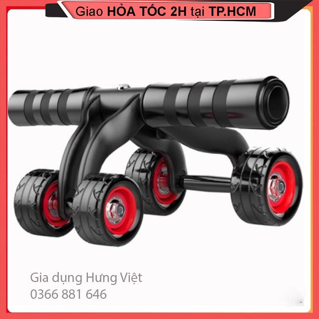 Dụng cụ tập thể dục, con lăn tập cơ bụng, eo thon 4 bánh, an toàn, nhỏ gọn [LĂN THỂ DỤC]