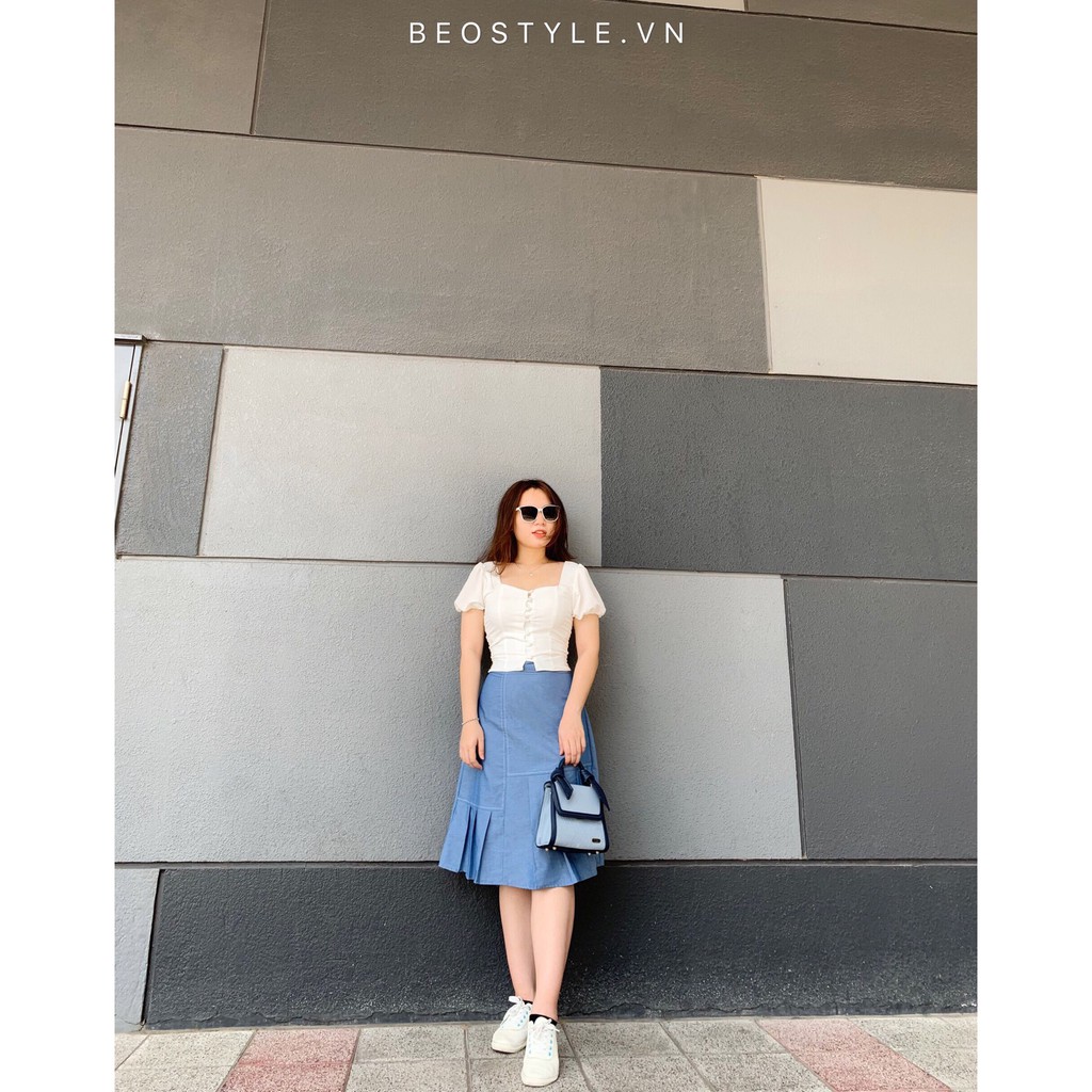 Áo kiểu croptop bigsize Seola beostyle cho người béo mập 55-100kg | BigBuy360 - bigbuy360.vn