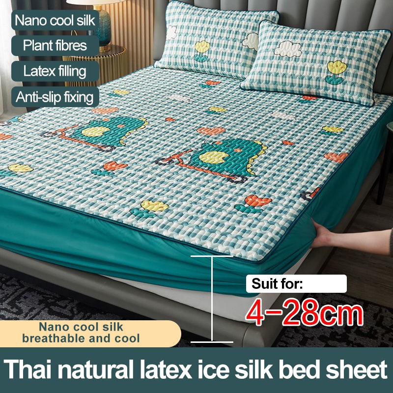 Mùa hè dày chăn nệm bọc King Queen quilted Ice Silk Bed Tấm chống vi khuẩn Nệm Topper Pad Giường thấm không khí