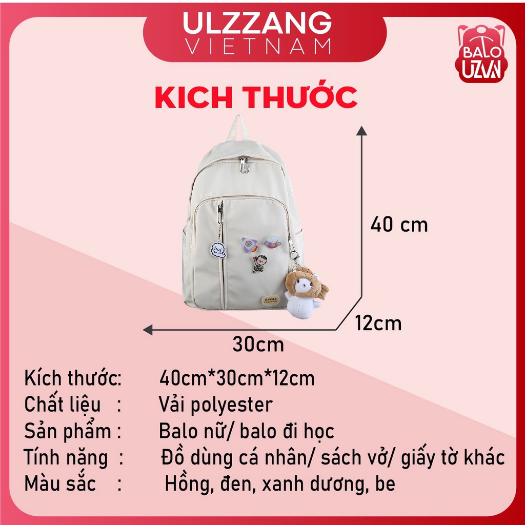 Balo nữ đi học thời trang Ulzzang Hàn Quốc, cặp sách đẹp hàng cao cấp dễ thương, túi xách học sinh chống nước