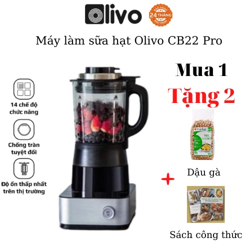 Máy làm sữa hạt , máy xay nấu đa năng OLIVO CB22 PRO 14 chế độ nấu, chống trào tuyệt đối, BH 2 năm