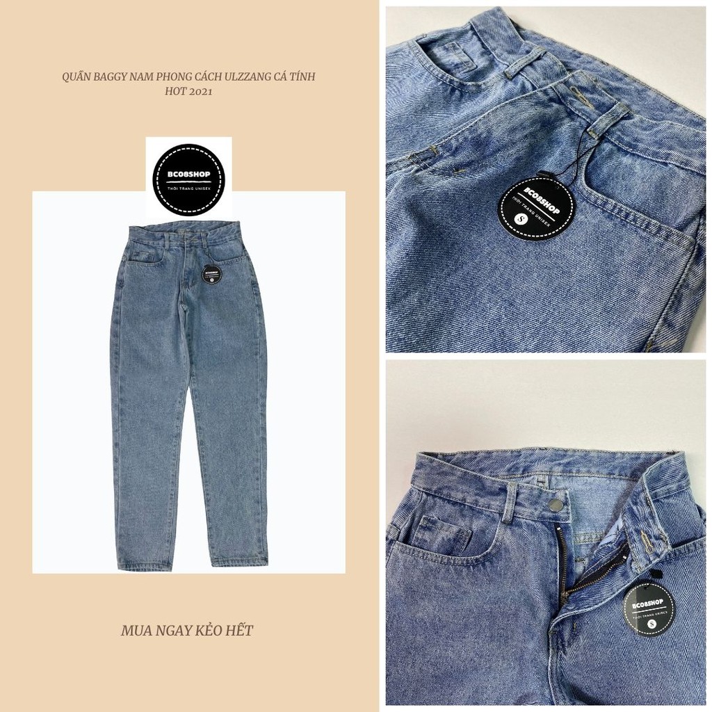 Quần Jean Baggy Nam Basic màu Xanh Phong Cách Ulzzang BC341