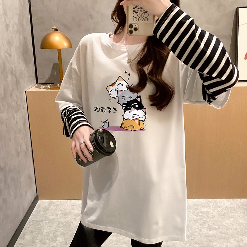 NRVP Áo Thun Nữ Tay Dài 100% Cotton Thời Trang Hàn Quốc